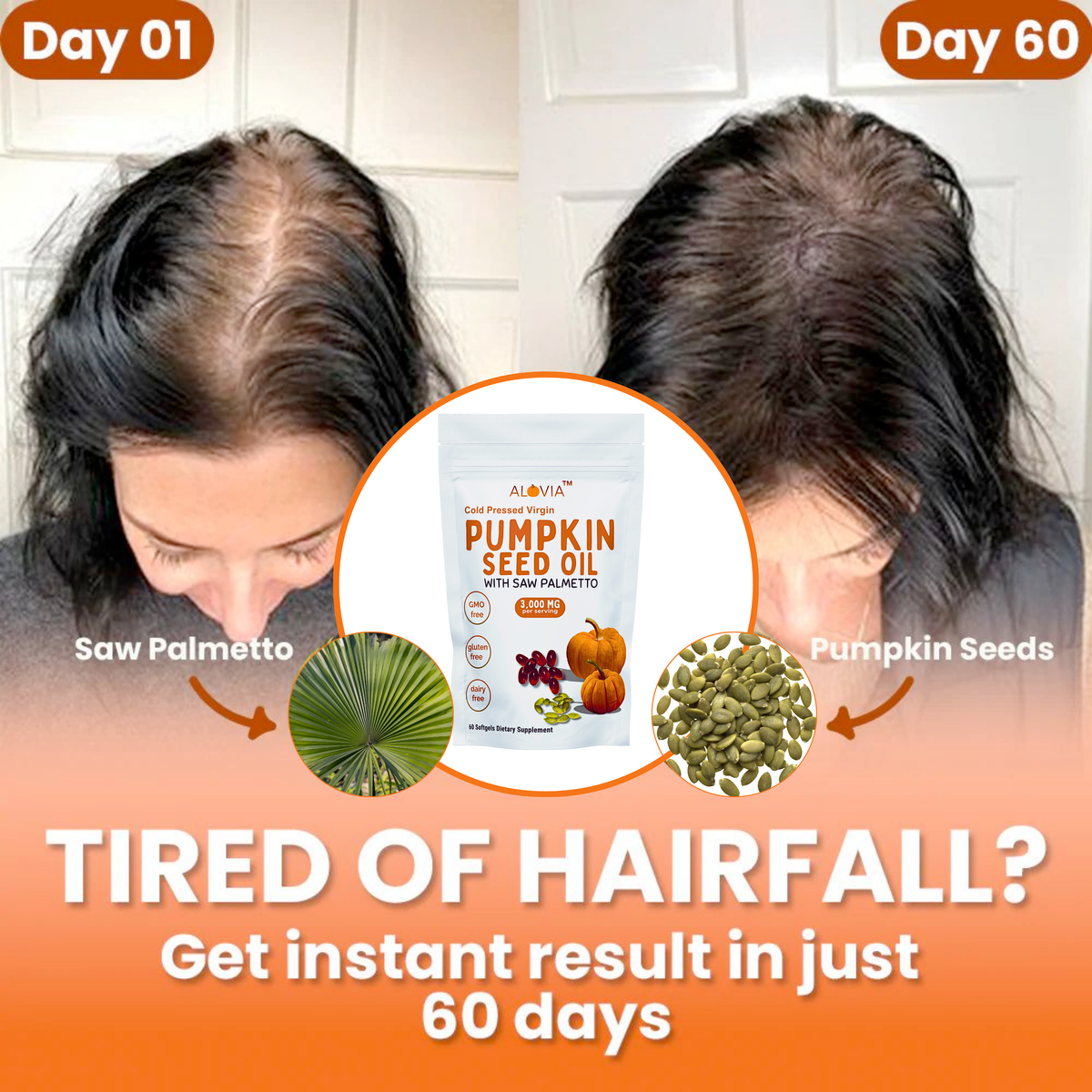 ALOVIA™ –Pumpkin Seed Oil, Natural Support for Hair Growth - Bladder Health