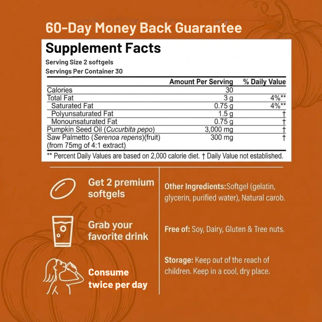 ALOVIA™ –Pumpkin Seed Oil, Natural Support for Hair Growth - Bladder Health